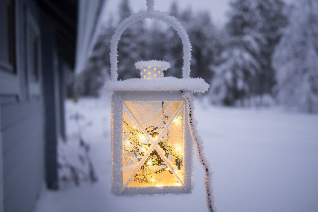 lantern covered in snow